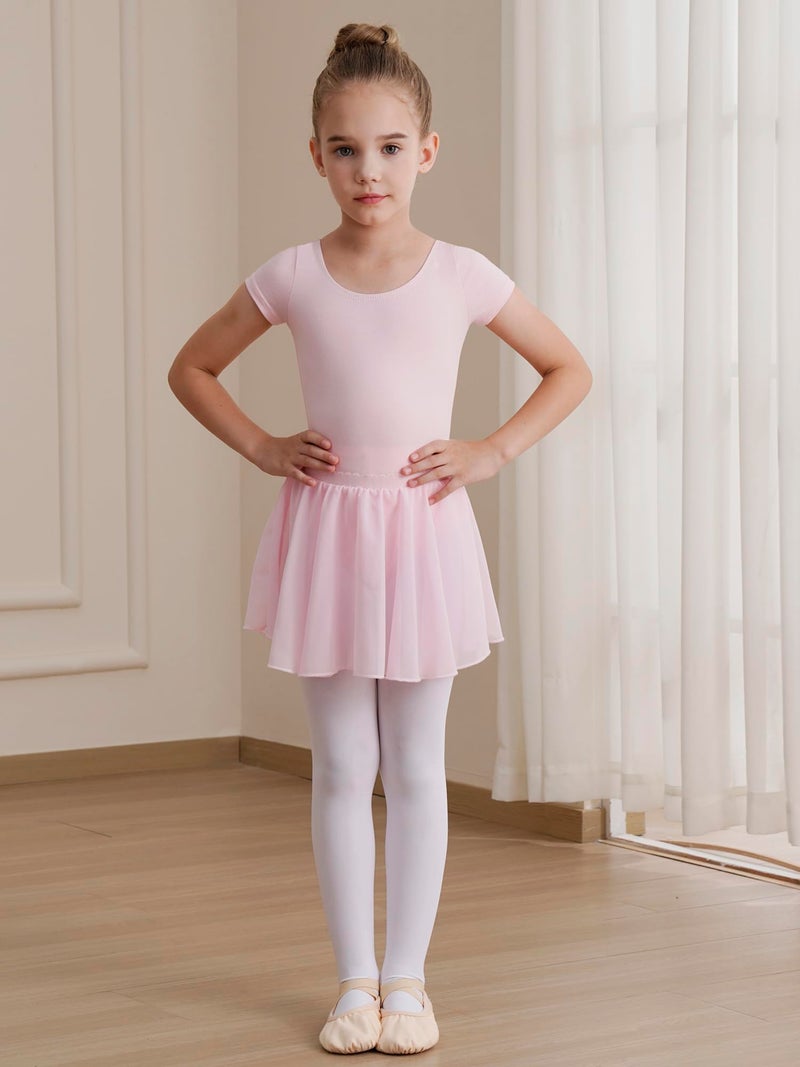 WEGETIT Leotard Girls Gymnastics Toddler Dance Ballet Pink Leotard Dresses with Skirt (Pink,6-8 Years) - Image 2